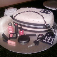 Chanel Purse With Make Up Bag And Make Up I was so excited to get this to the birthday girl, I forgot to make the zipper for the make up bag :-).....TFL...everything is edible