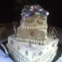 And Baby Makes Three... For my SIL's baby shower today.....bottom tier is choc w/choc bc filling; top two tiers are white w/raspberry bc filling...bow is...