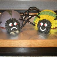 Spider And The Fly My son wanted a spider cake, so I planned on only making that, but I didn't realize how small the ball cake pans were, so I used both...