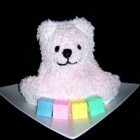 Cuddly Bear Wilton's stand up teddy bear. Poundcake with IMBC. Eyes and nose are covered with piping gel to look "wet."