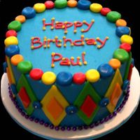 Colorful Birthday Cake I am a Hospice volunteer and we provide small birthday cakes for patients who live at home. This is a cake I did for a gentleman- we arent...