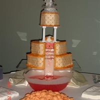 Waterfall Cake Here's the waterfall cake you've all been excited to see. Real water flowing down the front of the cake. The top and bottom tiers...