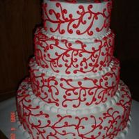 Red And White Scrolls Last of 7 cake dummies made for the upcoming bridal show I'm in. Freehand scrollwork that I need to work on some more, but overall I...