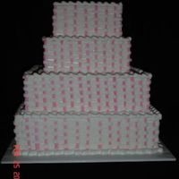 Pink Basketweave Cake Dummy pink basketweave design. I need to work on my vertical lines a little bit! Thanks for looking!