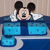 Mickey Mouse Present This was the cake and smash cake I made for my son's first birthday. I couldn't bring myself to spend $50 on the Mickey face pan...