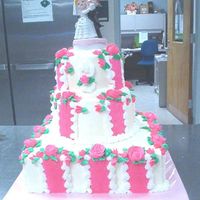 Square, Round Wedding Cake Tried a design out of the Wilton 1987 yearbook, all chocolate cake and bc icing. I totally hated it after I was done, but it looked...