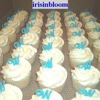 Monogram Bridal Shower Cupcakes White cupcakes with bc icing and blue candy melt for initial:)