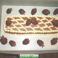 Ccocolate Cake With Strawberries Chocolate cake with chocolate bc and chocolate dipped strawberries:)
