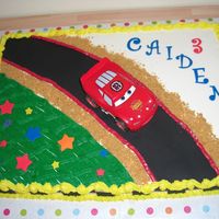 Cars For a little boy's 3rd b-day. Mom showed me a pic off the internet and we just bought a Lightning McQueen toy car and went from there...