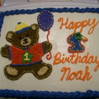 Bear Birthday Cake For my boss' son's first birthday. Copied decoration from the plates/napkins used at his party. Cake is marble with whipped...