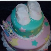 Baby Shower My first baby shower cake and first attempt at the baby shoes.