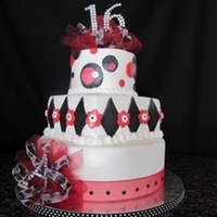 Sweet 16 A friend called a couple days ago to see if I could make a 16th birthday cake for her daughter. She wanted it black, white & red and...