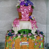 Spring Garden Display This is almost completely made of fondant. The only exception is the royal icing used for the vines on the fencing and the centers of some...