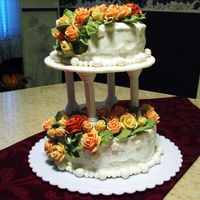 Final Cake For Fondant And Teired Class Buttercream with Gumpaste Roses
