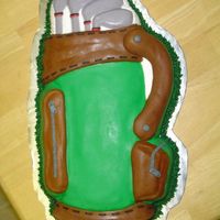 Golf Bag Golf Bag cake for B-day, Father's Day, of bachelor party. It is made of fondant, butter cream and chocolate.