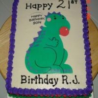 Dinosaur Edible Image Ii 9x13 DH Classic Yellow w/extender mix added. This is an edible image of a greeting card that's a private joke between father and son....