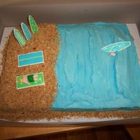Surfing Birthday Did this cake for a Friend's Son's 1st Birthday party. She did a surfing theeme. I Covered in Butter cream icing with coloro flow...