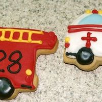 Fire Truck And Ambulance Made these cookies for an EMT and her Fireman husband who both volunteered their time to teach our Homeschool Group First Aid!