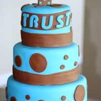 Blue/brown Birthday Cake For a sweet miracle named Trust. It was for his first birthday (the one the doctor's said may not happen).