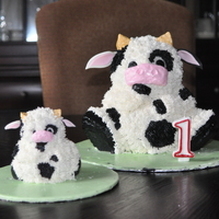 Cow Cake this was for my son's first birthday!i used the stand up bear pan and cut the ears so they formed horns and then made ears out of...