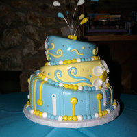 Topsy Turvy Wedding Cake Italian Cream Cake, Chocolate Kahlua Cake. Covered and decorated in MMF.
