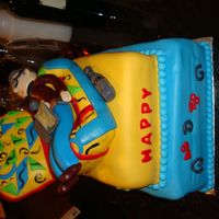 Lazy Chair Day Made this one for my neighbor this is how he relaxes, I replicated the chair as well as him. The chair is rice krispies covered in fondant...