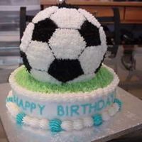 Birthday Soccer Cake First time using this pan. It turned out really well inspite of trying to work the pattern. PS bless his heart, my hubby did all the grass...