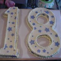 Eighteenth Birthday Customer wanted it shaped like an 18 it was huge. 2 12inch rounds for the 8. I baked it with a 6 inch in the middle then pulle it out....