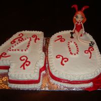 40 Cake Fourty Cake with hand sculted figure of Kim Possible in playboy bunny outfit. Cakes where 9x13 pans carved out and figurine made with...