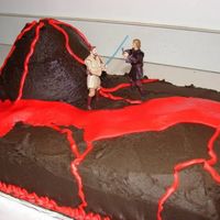Star Wars Iii Star Wars Episode III cake for DS's birthday. Chocolate chip cake with chocolate BC & regular BC for lava.
