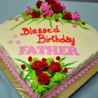 Rose Bouquet For Father Moist Butter cake with butter icing, flowers are sugarpaste & leaves are butter icing. Thank you for looking.