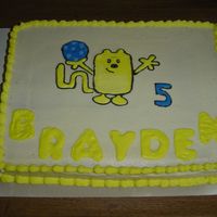 Wow Wow Wubbzy Cake I did this one for my son's 5th birthday, not as "perfect" as I wanted because some letters broke and had to redo real fast...
