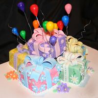 Multiple Gift Boxes With Balloons 