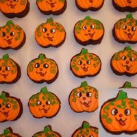 Fall Pumpkin Brownies Brownies from scratch iced with royal icing for Harvest bake sale.