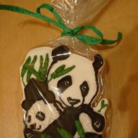 Panda Bear Cookies Panda and her cub..sooo cute! No cookies cutter used, all hand cut and freehand. Almond flavor royal icing, short dough vanilla bean...