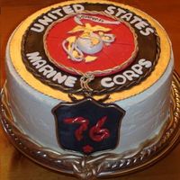 Marine Cake Gum paste plaques and fondant accents. All hand sculpted.