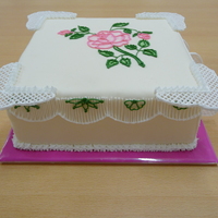 Square Cake With Rose & Filigree It was fun to make. I'm so proud of myself :)