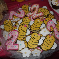 Bee's, Flowers, And #2 Cookies.... I made these cookies to go along with a cupcake tower....birthday party theme was 'sweet as can bee'. I couldn't find a bee...