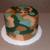 Camo Bday Cake 6" buttercake with BC filling and icing. '23' is chocolate candy melts.