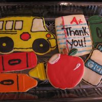 Teacher Appreciation Cookies I did these in May for all of my son's teacher's, they were fun, school bus decorator set from Karen's Cookies(love her kits...