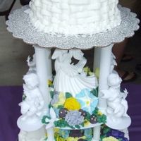 Wedding Cake I made this for my ex-husbands wedding(go figure,lol) basketweave ,flowers made from fondant. I've never taken decorating classes....