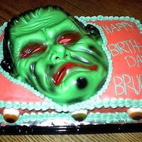 Frankenstien.jpg I made this cake Saturday for my brother's birthday. I used a $1 mask from Walmart and gummy eyeballs on the sides. He thought it was...