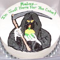Grim Cake Grim reaper cake for a 50th b-day. Covered and decorated in BC.