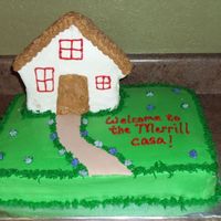 Housewarming Cake I made this for a friend's housewarming. the house is made of rkt. The little path is fondant.