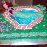 Ariel Swimming Cake This cake was a lot of fun to make!!! I looked at a lot of cakes on cc and came up with this. I made a towel out of fondant and the tail is...