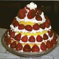 Strawbery Tower Cake This was for a bridal shower luncheon for a co-worker. Fresh strawberries and cream. Strawberry puree was poured over as each individual...
