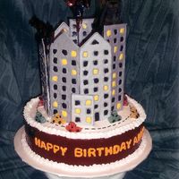 Super Hero Cake It is hard to see but on top of this cake you can find Superman, Batman, and Spiderman..they are made from shrink plastic and hot glued to...