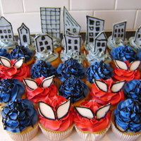 Caleb's Cupcakes bc, w/ fondant buildings and eyes