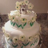 Spring/easter Bunny Cake Just made this one for the kids. My daughter wanted the easter bunny on top. covered in fondant and all decorations are fondant. Just a fun...