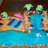 My Neice's Beach Party Birthday Cake Made this for my niece's birthday, she loves the beach and sea turtles. All of the decorations are fondant or gumpaste except the...